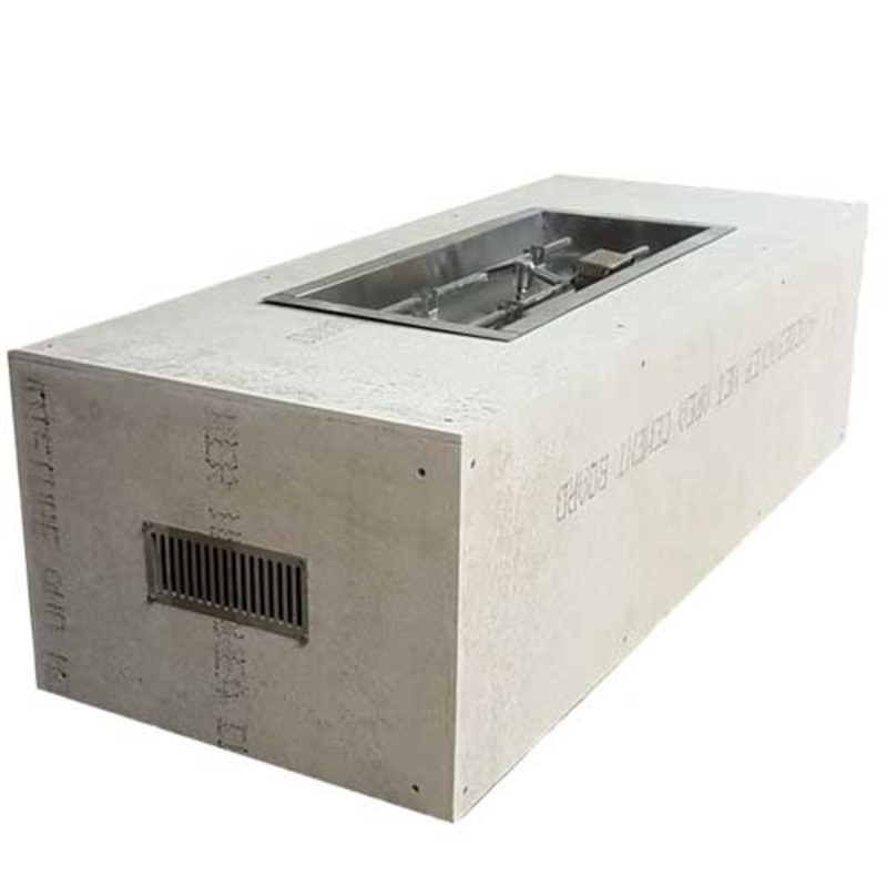 HPC Fire Rectangle Ready To Finish Fire Pit Kit with Torpedo H-Burner, 60″x24″x18″ Natural Gas Match Light