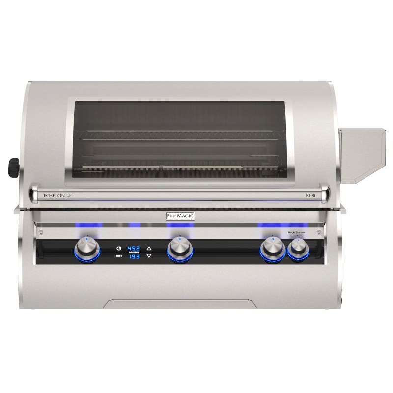 Fire Magic Echelon Diamond E790i 36-Inch Natural Gas Built-In Grill w/ 1 Sear Burner, Backburner, Rotisserie Kit, Magic View Window and Digital Thermometer – E790I-9L1N-W fm-bd-echelongrill-master