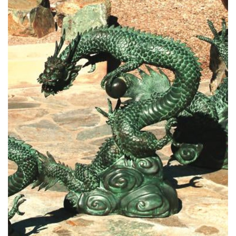 Brass Baron Medium Water Dragon Garden Accent and Pool Statuary