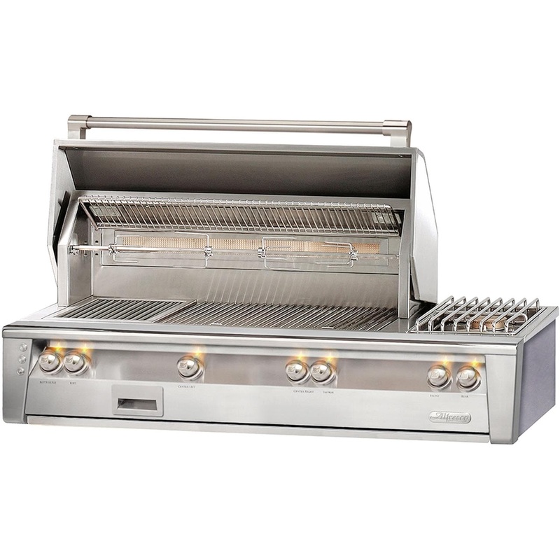 Alfresco ALXE 56-Inch Built-In Natural Gas /Propane Gas Deluxe Grill With Sear Zone, Rotisserie, And Side Burner – ALXE-56SZ Natural Gas