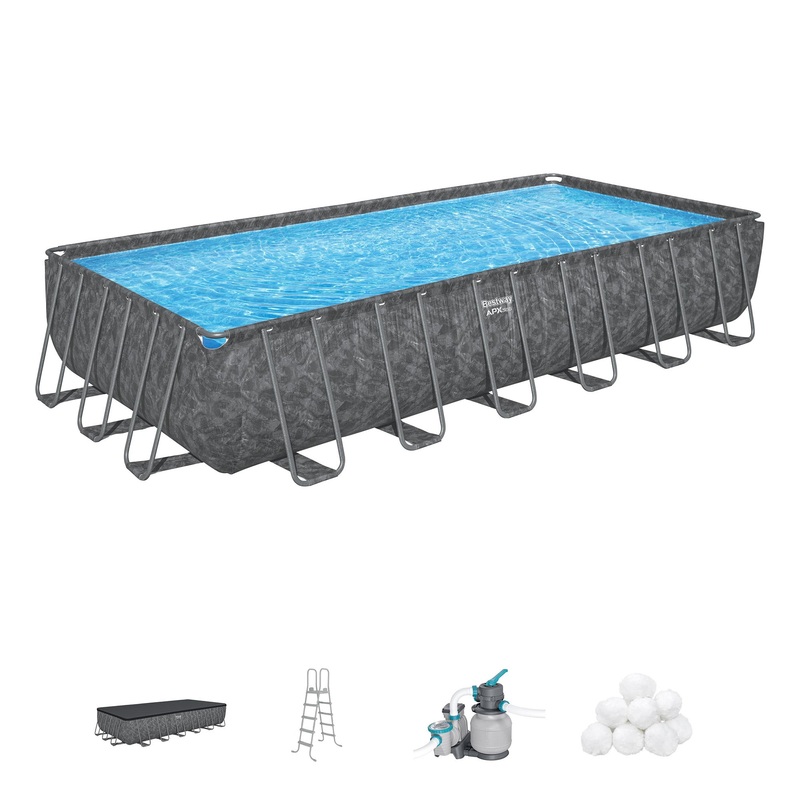 Bestway APX 365 24′ x 12′ x 52″ Rectangular Above Ground Swimming Pool Set(Used)