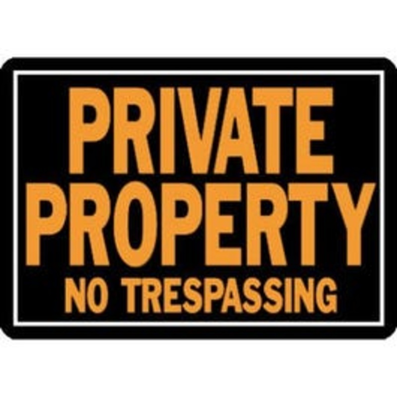 “Private Property No Trespassing” Sign, Hy-Glo Orange & Black Aluminum, 10 x 14-In.