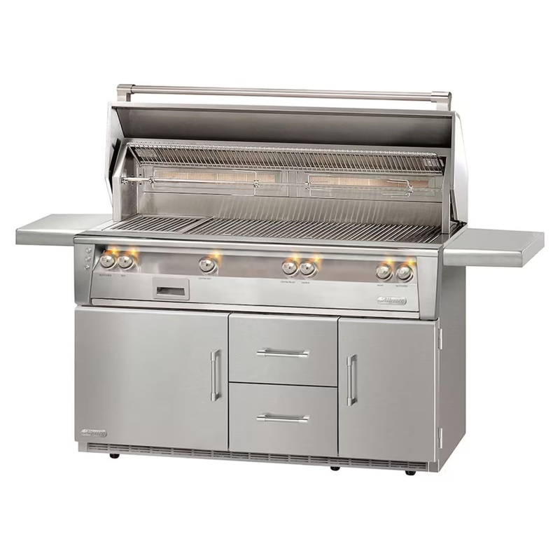 Alfresco 56-Inch Stainless Steel Freestanding Gas Grill w/ Refrigerated Cart, Rotisserie & Sear Zone Propane Stainless Steel