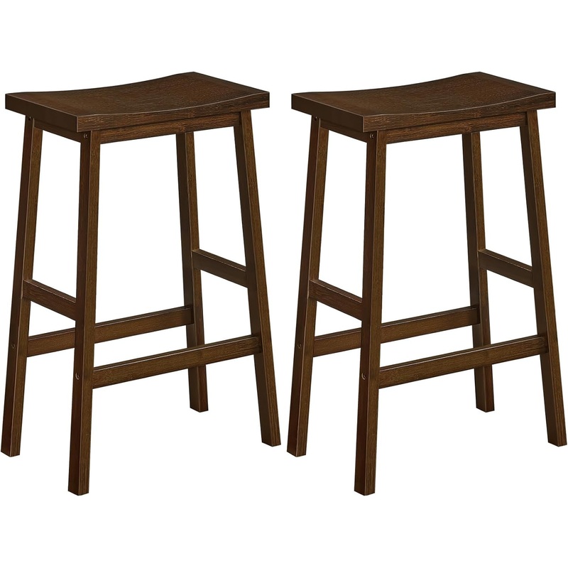 Comfortable Bamboo Bar Stools Set for Kitchen Dining Mocha