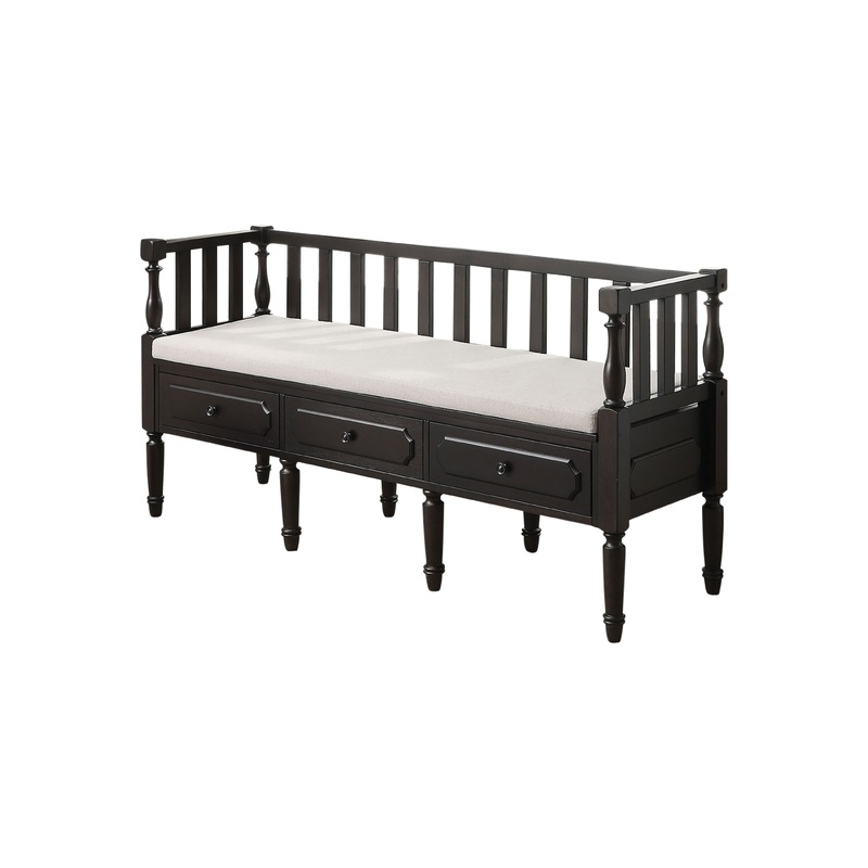 Claudette Transitional Storage Bench in Dark Walnut