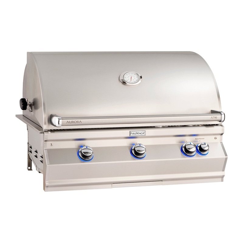 Fire Magic Aurora A790i 36-Inch Natural Gas Built-In Grill w/ Backburner, Rotisserie Kit and Analog Thermometer – A790I-8EAN fm-aurora-builtin-master