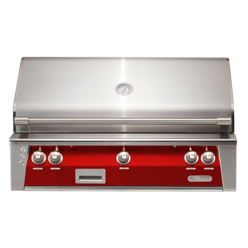 Alfresco 42″ Carmine Red Built-In Gas Grill with Sear Zone, Rotisserie & Smoker Drawer Propane