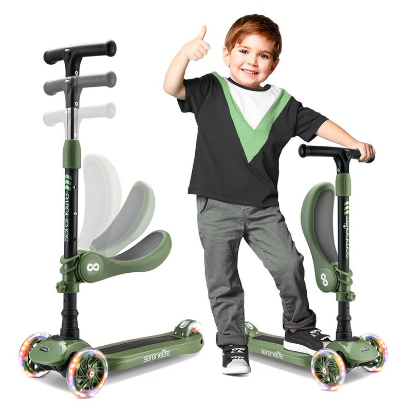 Infinity 3-Wheel Kids Scooter – Child & Toddler Toy Scooter With Built-In Led Wheel Lights, Fold-Out Comfort Seat (Green)