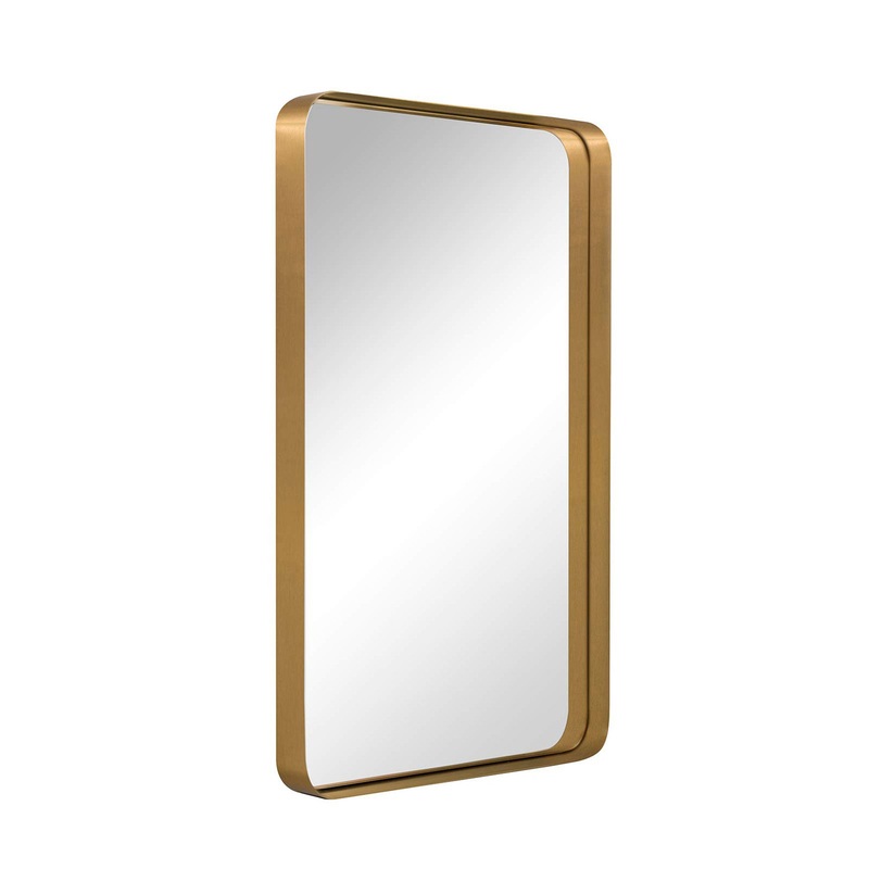 ANDY STAR 24″x36″ Rectangular Deep Metal Frame Hanging Wall Mirror, Gold (Used)