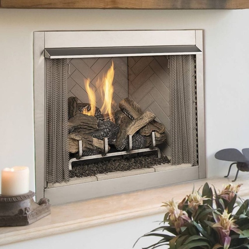 Superior VRE3200 Vent-Free Outdoor Gas Fireplace 36″ Wide Stacked White Liquid Propane