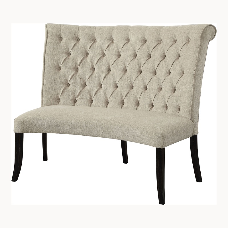 Brandta Tufted Loveseat Bench in Beige