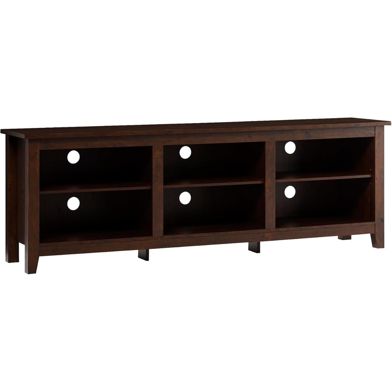 Wren Classic Brown TV Media Console Entertainment Center for 80 Inch Television with Storage Cubby, 70 Inch Brown