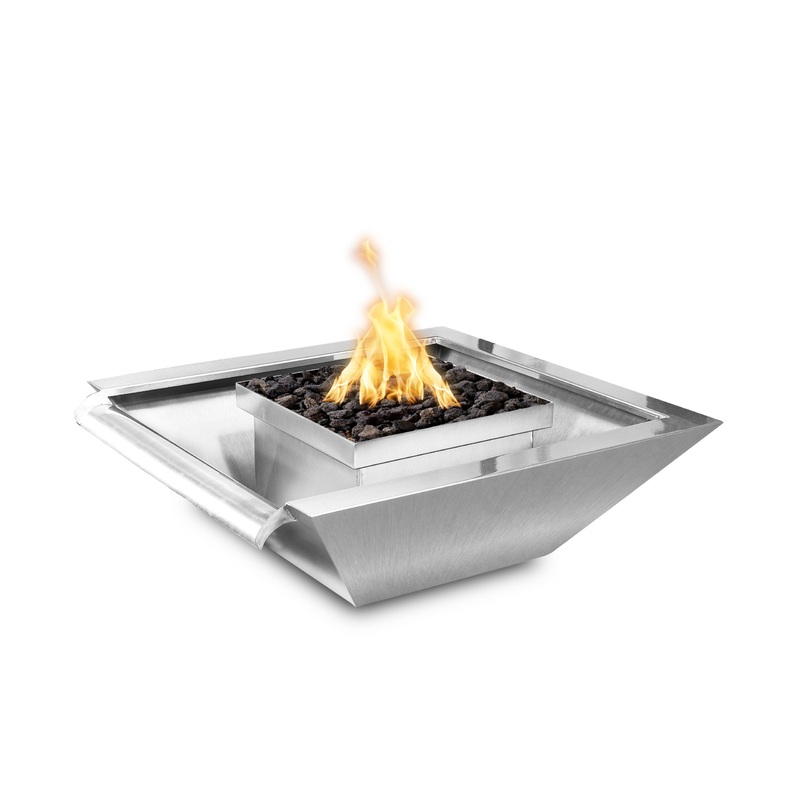 36″  Maya Fire & Water Wide Gravity Spill Bowl – Stainless Steel Match Lit Ignition Liquid Propane