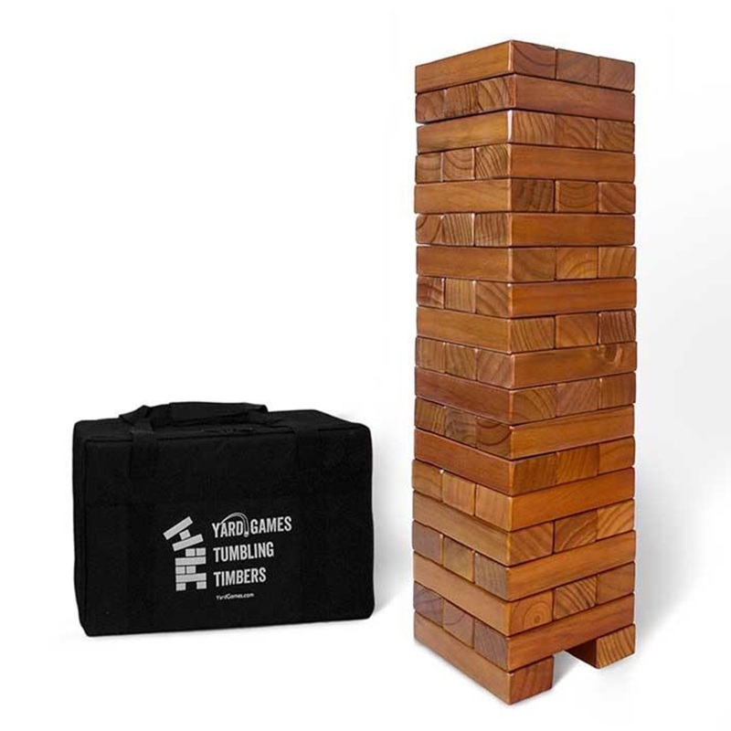 YardGames Giant Tumbling Timbers Game with 56 Stained Pine Blocks (Used)