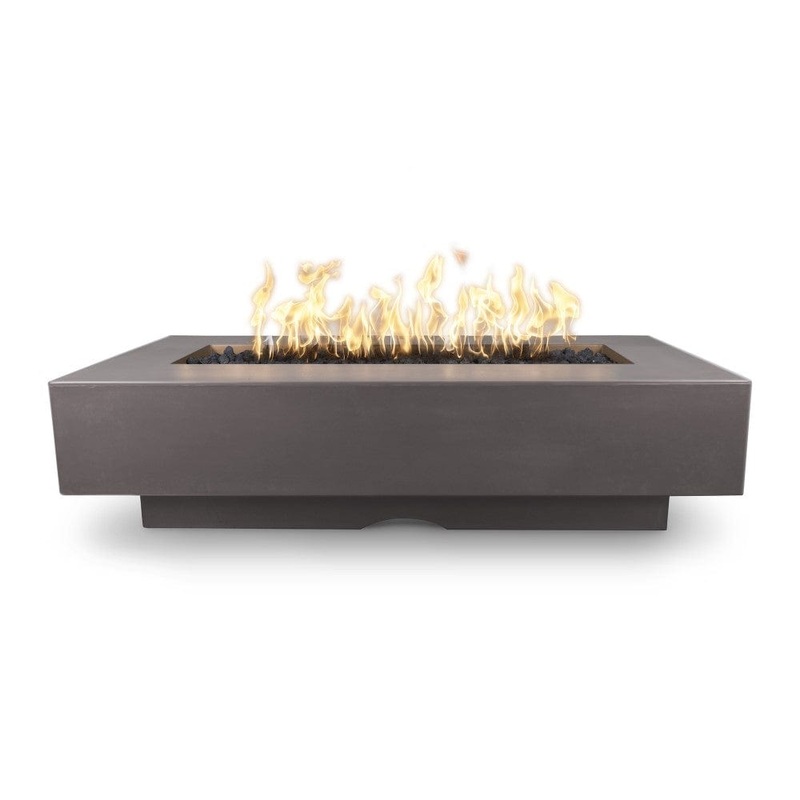 Top Fires Del Mar 84-Inch Rectangular GFRC Gas Fire Pit – Electronic Liquid Propane Black