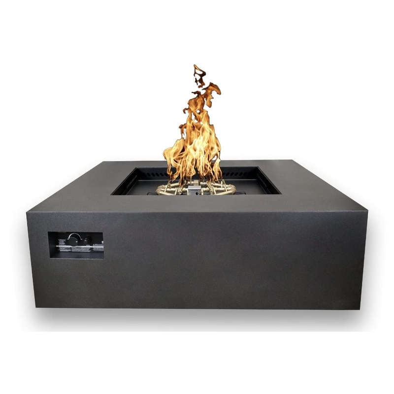 Warming Trends AON 40-Inch Square Steel Gas Fire Pit Table Push Button Ignition (PBIK) Liquid Propane Black