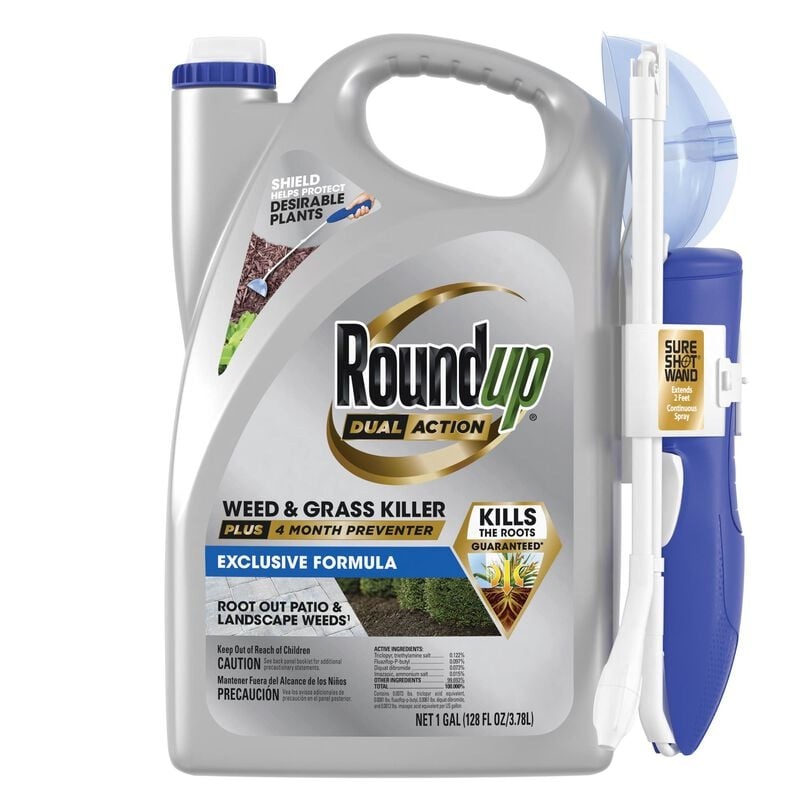 Roundup Dual Action Weed & Grass Killer Plus 4 Month Preventer with Sure Shot Wand 1 Gallon