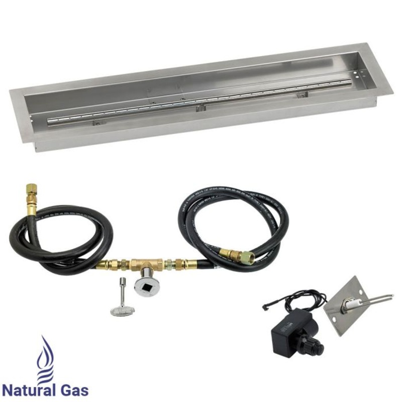 American Fireglass 30″x 6″ Linear Channel Drop-In Pan with Spark Ignition Kit – Natural Gas