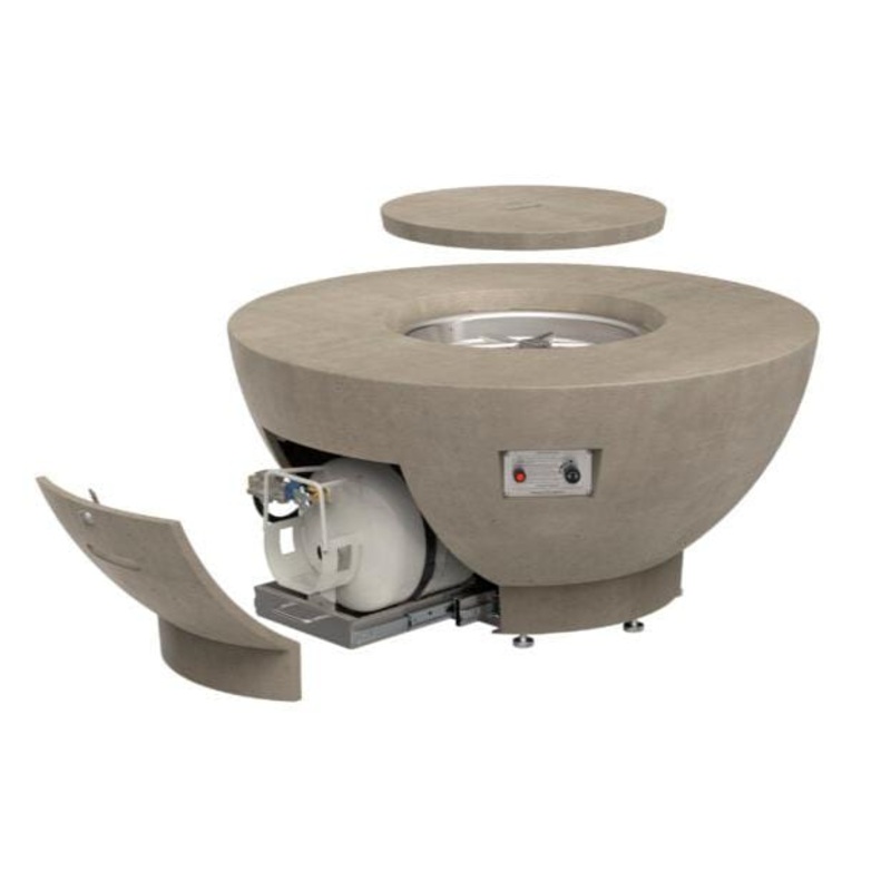 American Fyre Designs 48″ Chat Fire Bowl with Propane Tank Drawer Manual Flame Sensing Control White Aspen