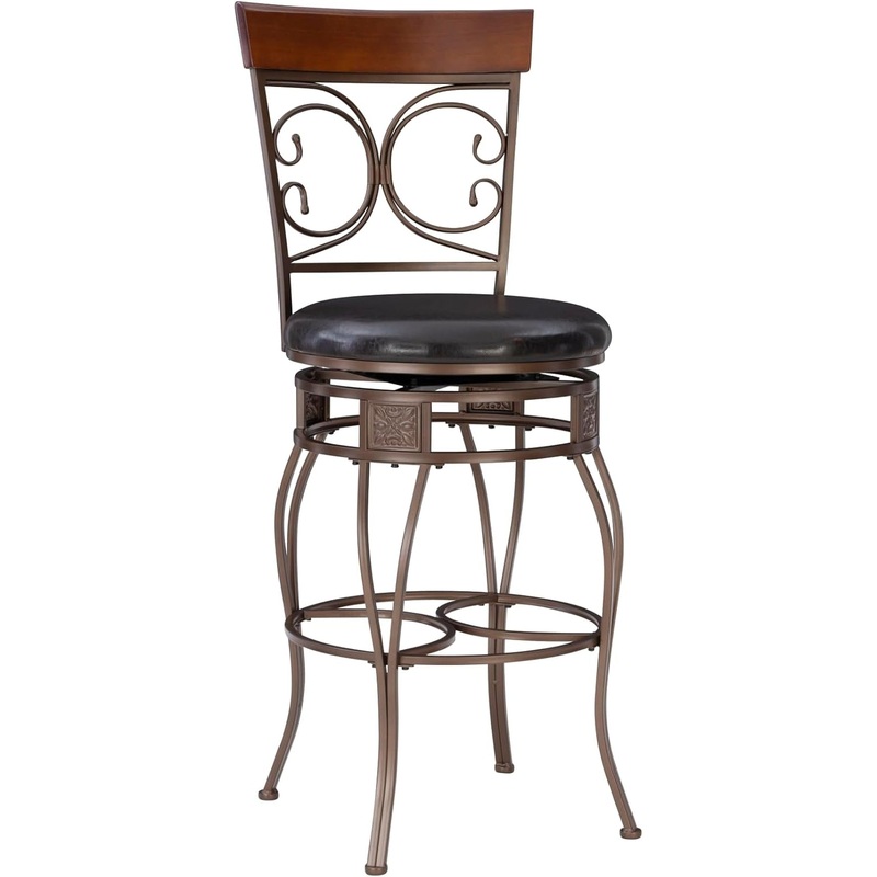 Company Back Scroll  Big and Tall Barstool, Bar Height, Dark Bronze/Brown