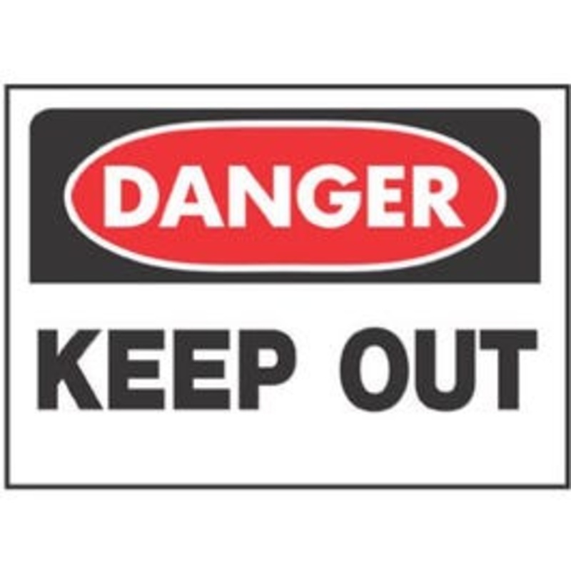 “Danger Keep Out” Sign, Red/Black Polypropylene, 10 x 14-In.