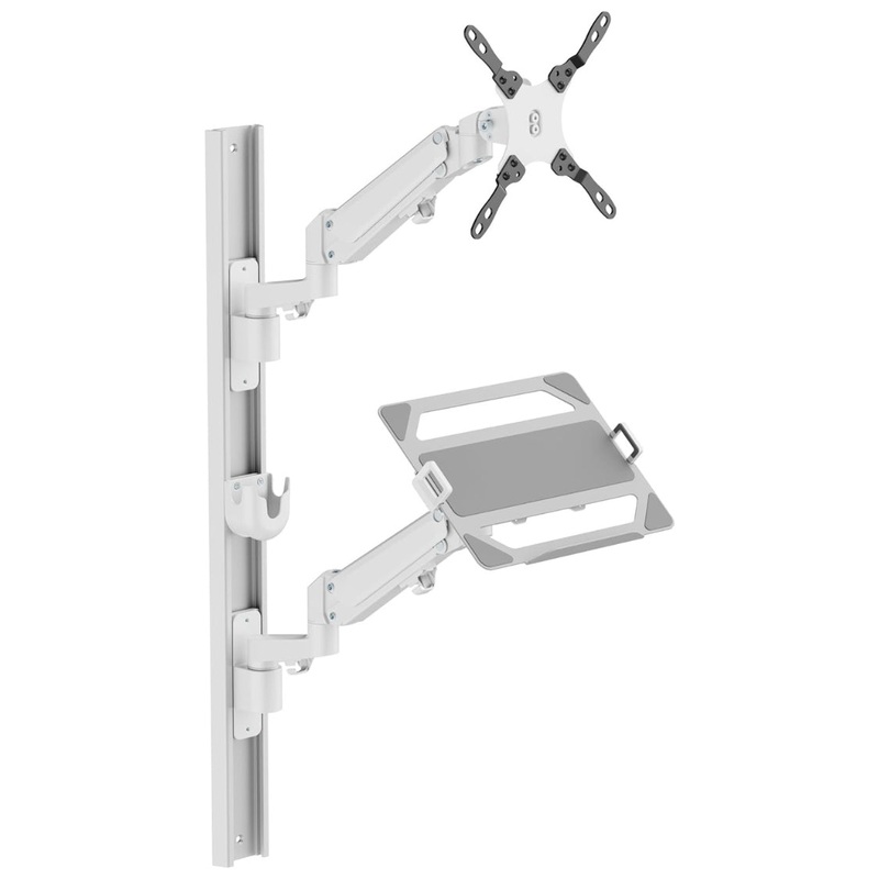 ZeboZap Bed TV & Monitor Mount  Laptop & Keyboard Tray, 26.4lbs, 17″-43″ Screens, White