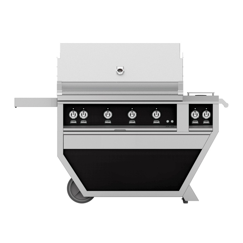 Hestan 42-Inch Propane Gas Freestanding Deluxe Grill with Double Side Burner, 1 Sear – 3 Trellis w/ Rotisserie in Black – GMBR42CX2-LP-BK hestan-42lpfreestandinggrills-master