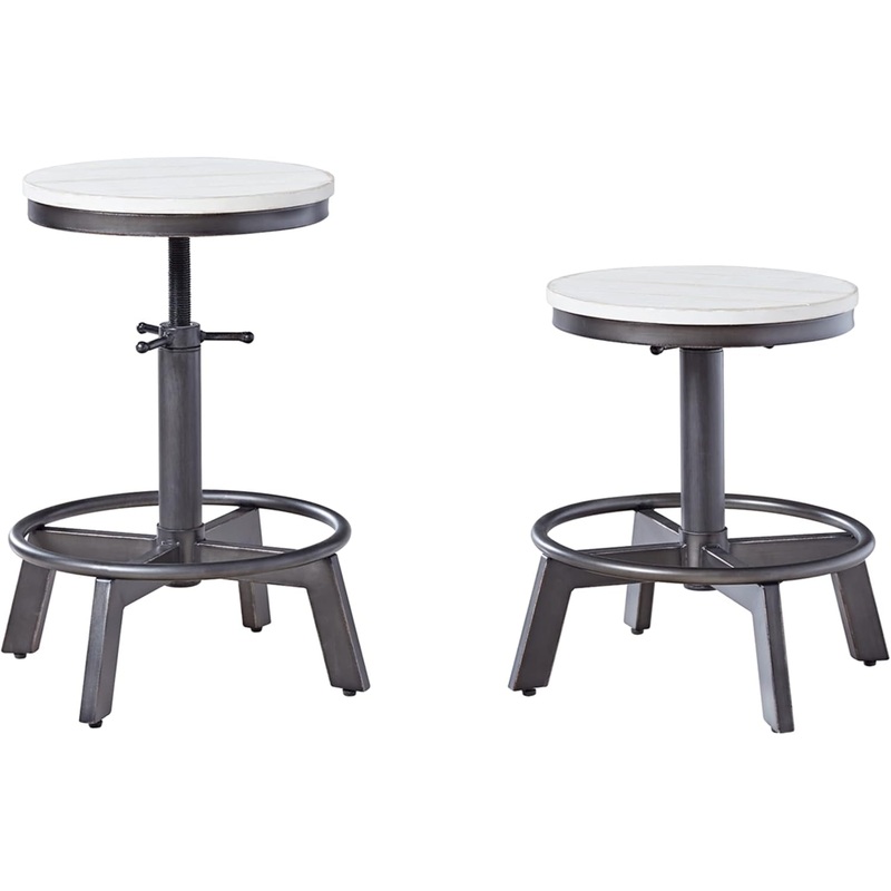 Torjin Industrial Adjustable Height Counter Barstool, 2 Count, White & Black White
