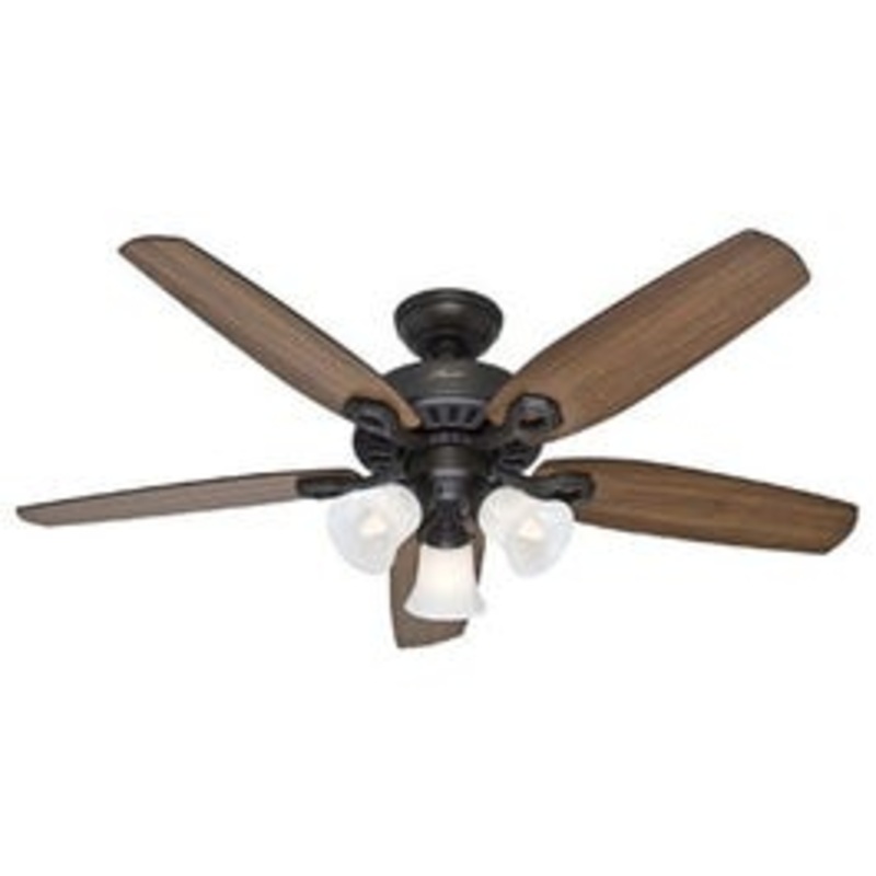 Builder Plus Ceiling Fan with Light, Bronze, 5 Blades, 52-In.