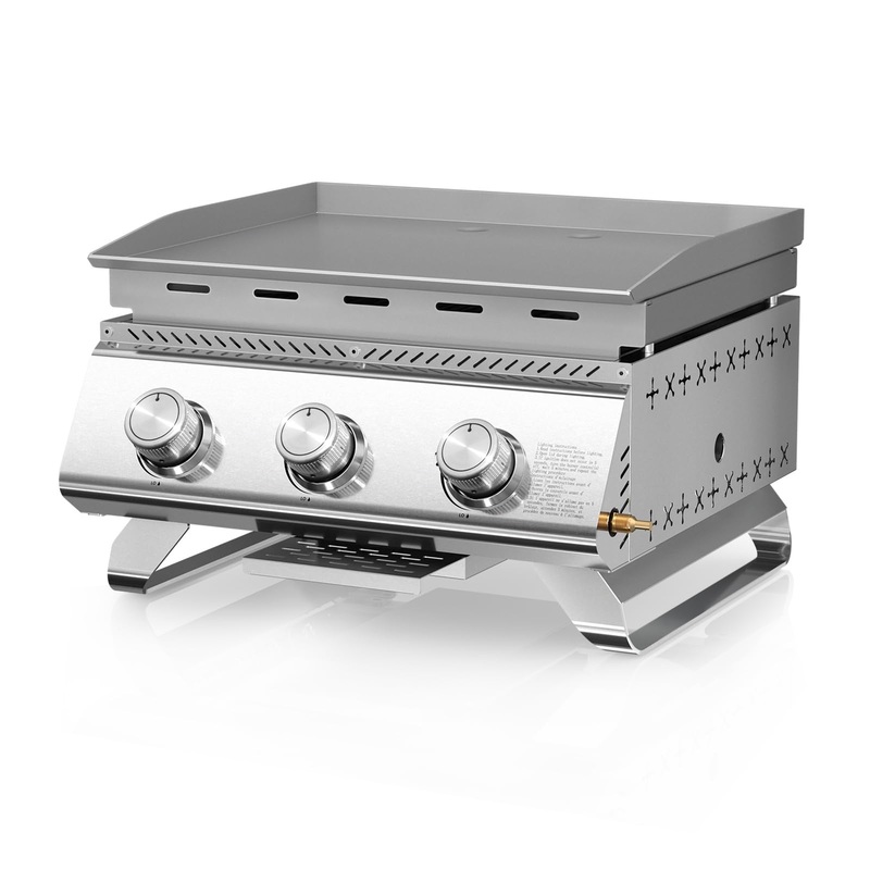 R.W.FLAME 3-Burner 24,000 BTU Tabletop Propane Gas Grill Stainless Steel Portable Outdoor Griddle