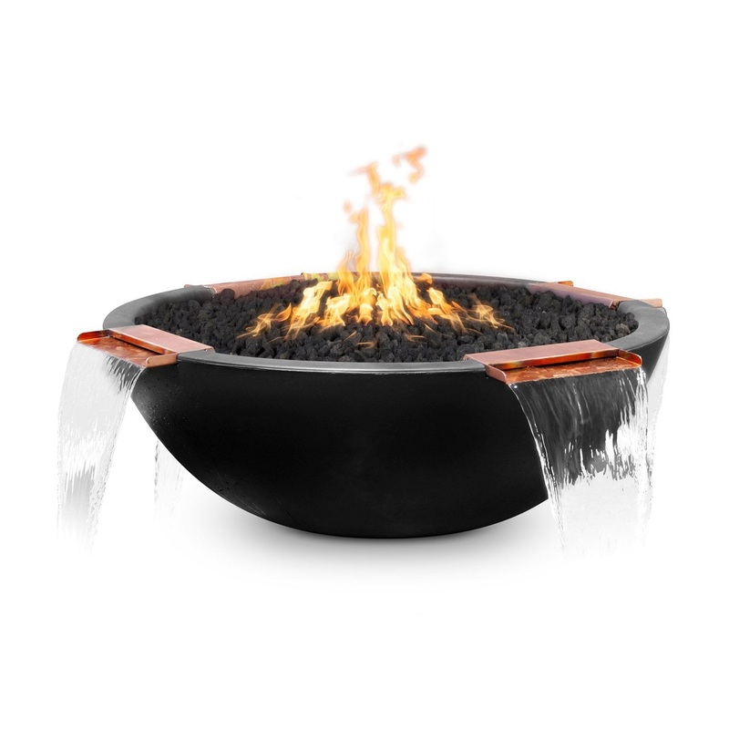 The Outdoor Plus – 38″ Sedona 4-Way Spill Fire and Water Bowl in GFRC – OPT-38FW360 Match Lit