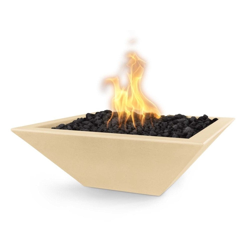 Top Fires Maya 24-Inch Square Concrete Gas Fire Bowl – Match Lit (OPT-24SFO) Liquid Propane Black