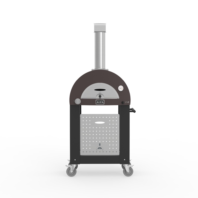 Alfa Moderno 1 Pizza Oven Gas-Fired In Copper With Black Cart -FXMD-1P-GRAM-U + BFMD-S-NER alfa-one-oven-master