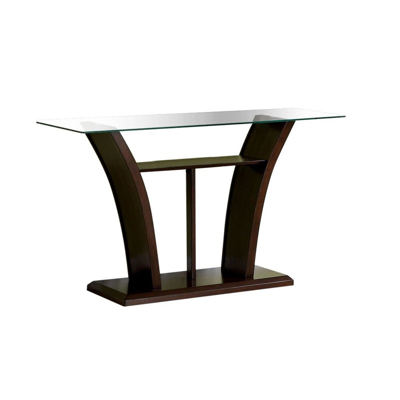 Jillyn Contemporary Glass Top Console Table in Dark Cherry
