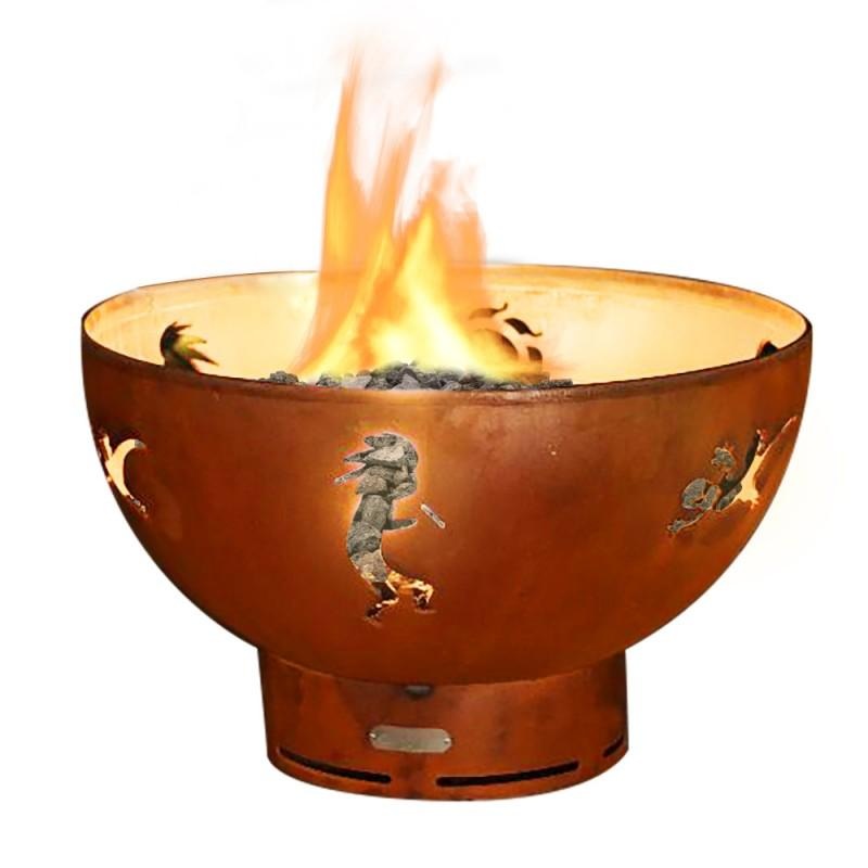 Fire Pit Art- Kokopelli | 36″ | Kokopelli-FPA-MLS120 Iron Oxide Match Lit Wood Burning