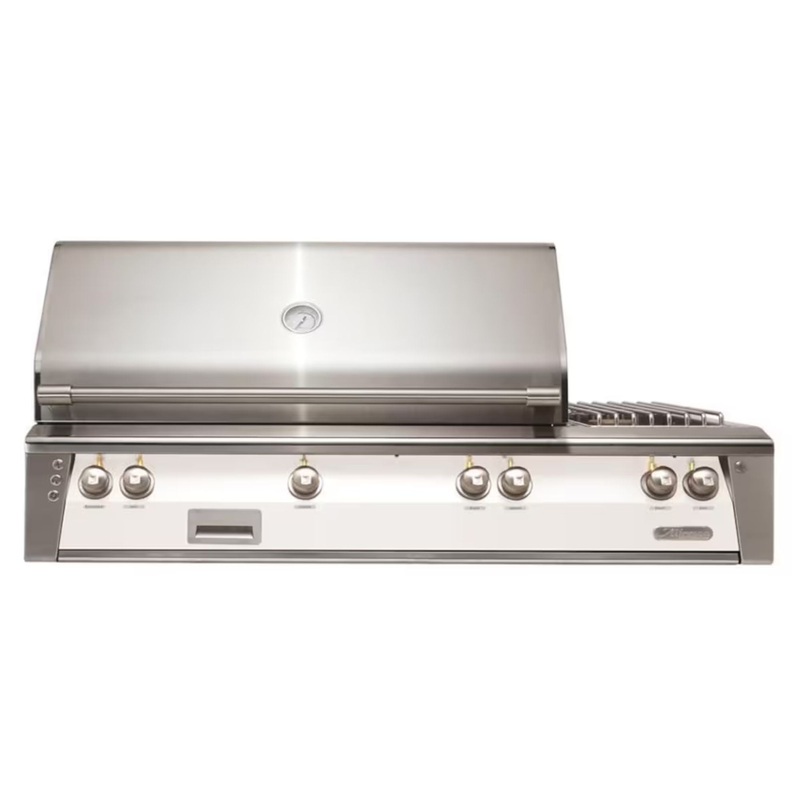 Alfresco 56″ Deluxe Built-In Gas Grill with Rotisserie & Side Burner in Signal White Propane