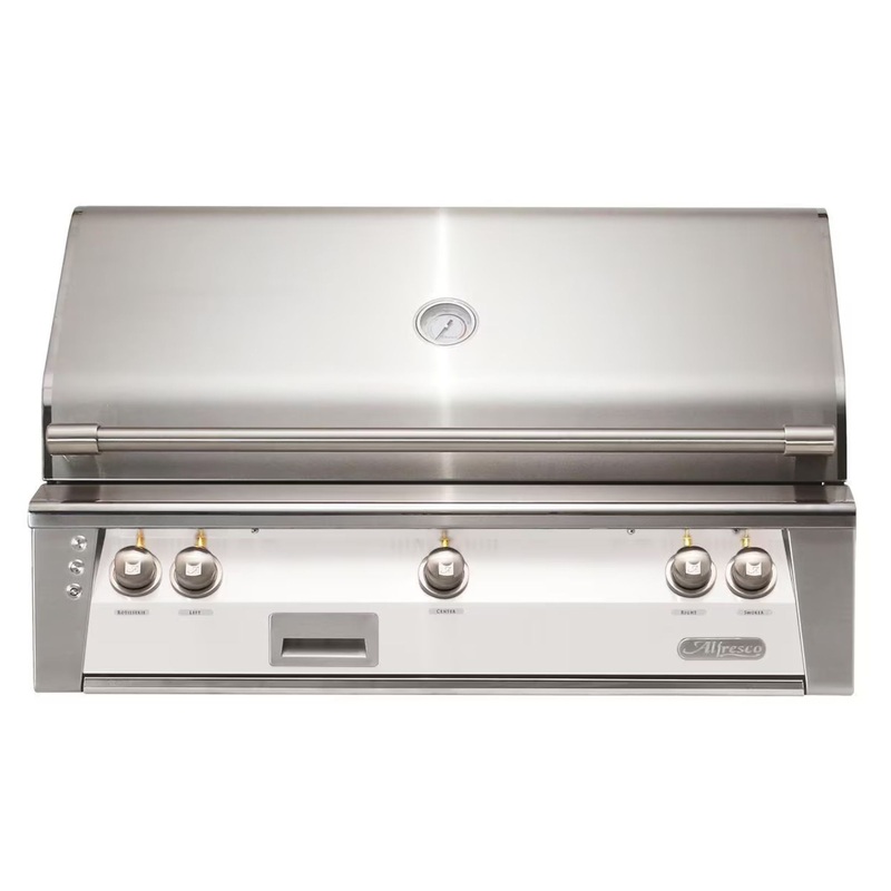 Alfresco 42″ Signal White Built-In Gas Grill with Rotisserie, Sear Zone & Smoker System Propane