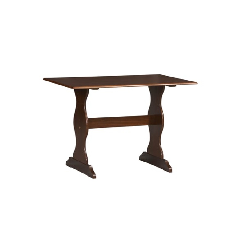 Wooden Rectangular Table With Curved Pedestal Style Feet, Dark Brown
