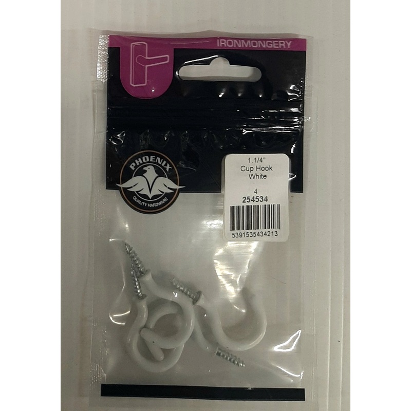 1 1/4″ Cup Hook White (4) Default
