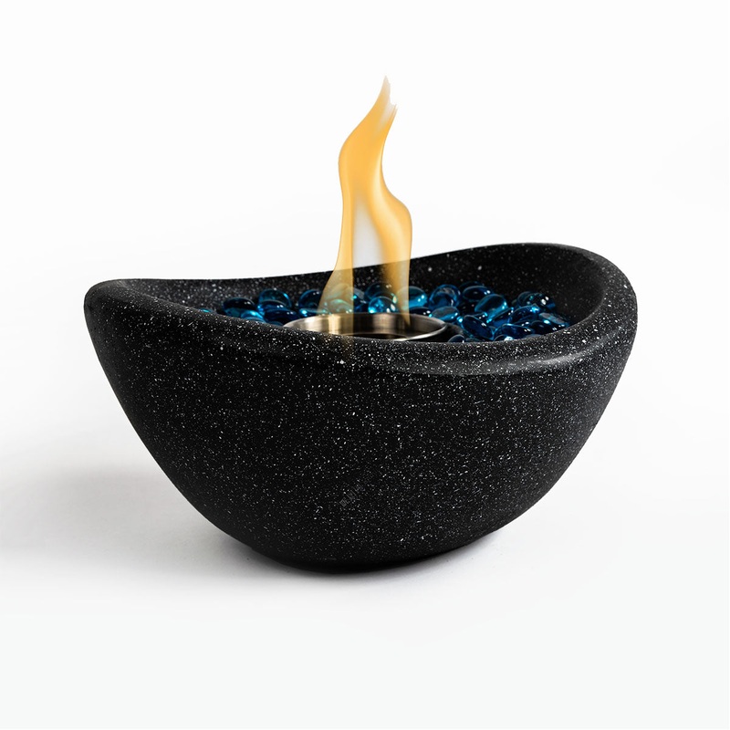 Tabletop Fire Pit Black/Blue, Outdoor & Indoor Fire Pit, Portable Concrete Fire Pit, Personal Ethanol Fireplace, Outdoor Table Top Fire Pit, Mini Fire Pit Smokeless Fire Bowl Black