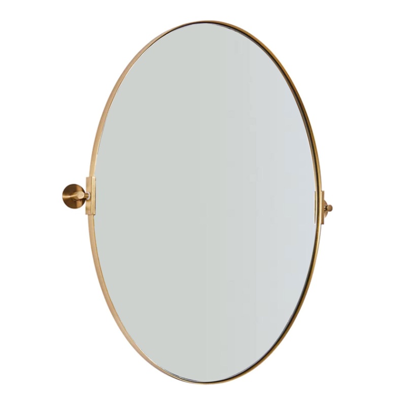 ANDY STAR 20″ x 30″ Oval Shaped Tilting Modern Vanity Mirror, Brushed Gold(Used)