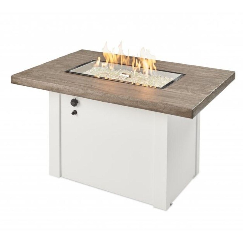 The Outdoor GreatRoom Company Havenwood 44-Inch Rectangular Gas Fire Pit Table Driftwood Gray