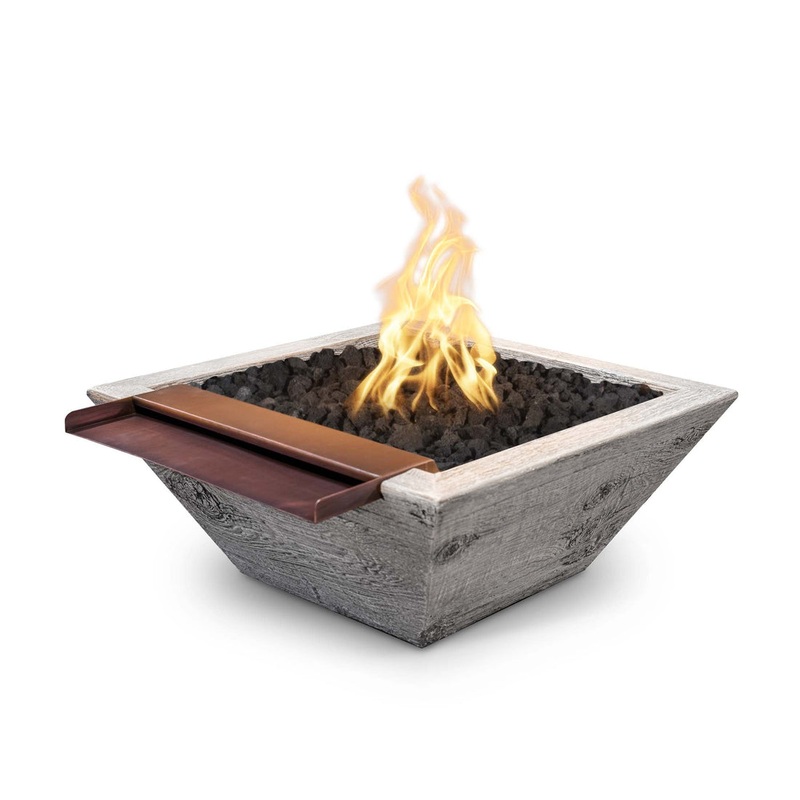 The Outdoor Plus – 24″ Square Maya Fire & Water Bowl – Powder Coated Metal – NG, LP – OPT-SQPC24FANDW Match Lit