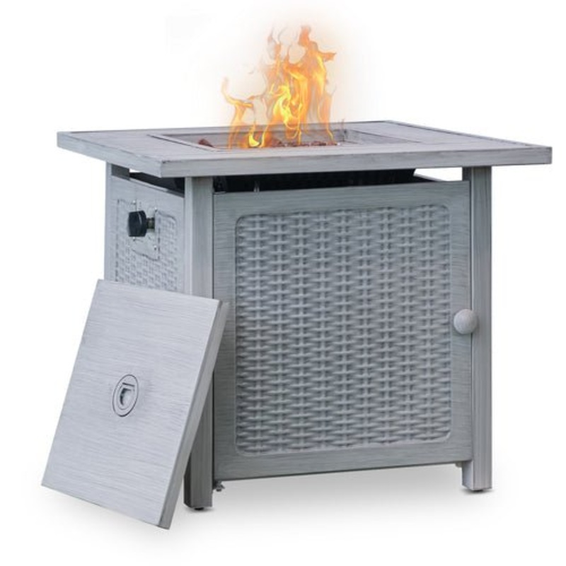 Upland 28 Inch Slat Top Gas Fire Pit, Round Propane, Outdoor Fire