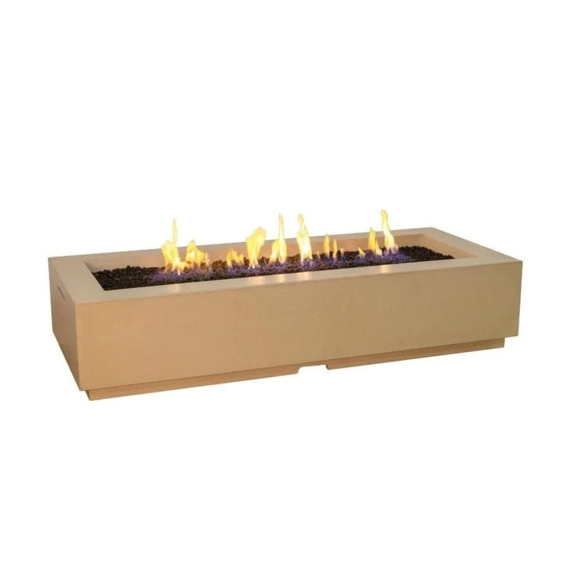 American Fyre Designs 72″ Louvre Rectangular Gas Fire Pit Natural Gas Manual Ignition White Aspen