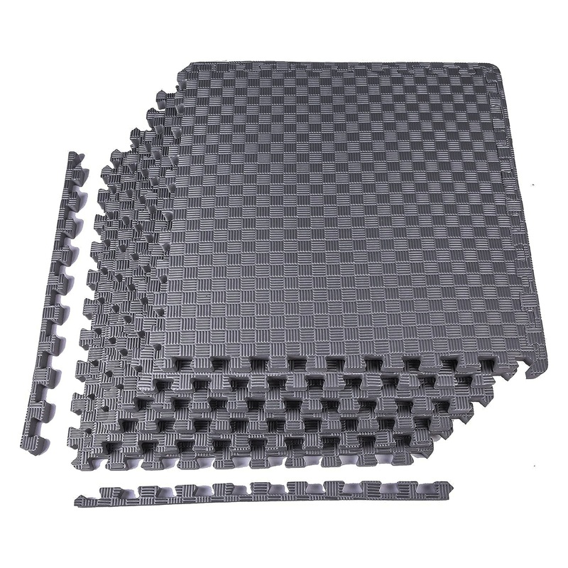 BalanceFrom Fitness 24 Sq Ft Interlocking EVA Foam Exercise Mat Tiles,Gray(Used)