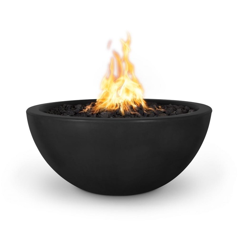 Top Fires Luna Round Concrete Gas Fire Pit – Electronic Liquid Propane 30″ Black