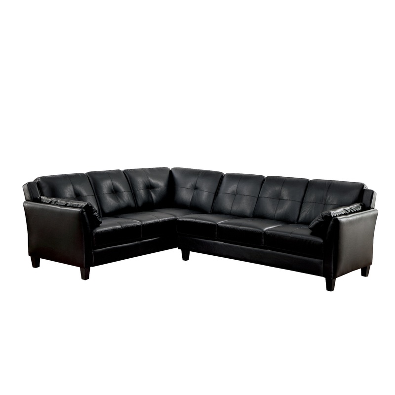 Noah Contemporary Faux Leather L-Shape Sectional in Black