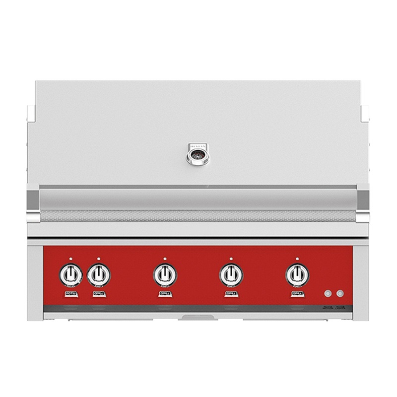 Hestan 42-Inch Natural Gas Built-In Grill – 4 Trellis w/ Rotisserie in Red – GABR42-NG-RD hestan-42builtingrills-master