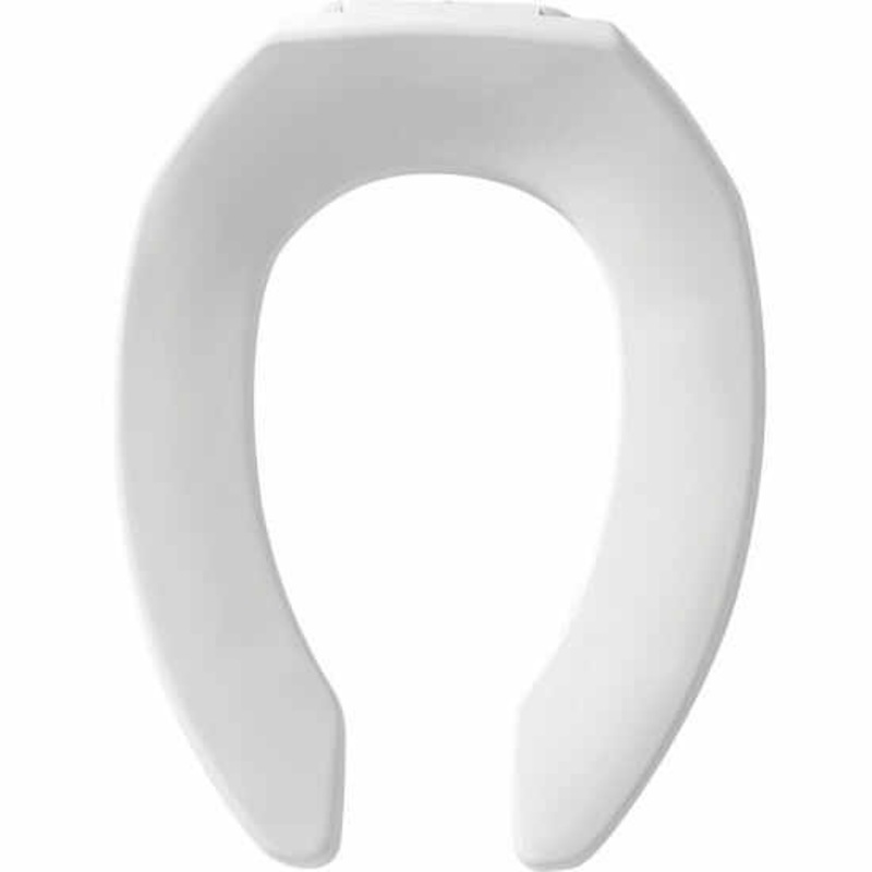 Mayfair Elongated Open Front Less Cover Commercial Plastic Toilet Seat in White, White